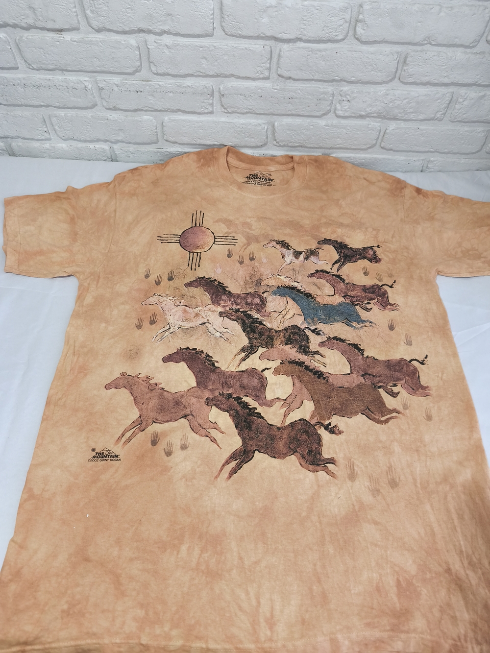 The Mountain Peach/Tan Tee with Black Logo Print C1(17)